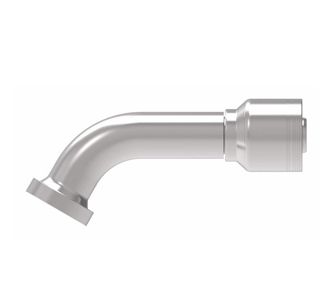 6S24CTG20 Aeroquip by Danfoss | 6 Wire 6S CAT Flange 60° Elbow (CTG) Crimp Fitting | -24 CAT Flange x -20 Hose Barb | Steel