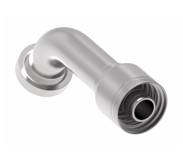 6S24CTG20 Aeroquip by Danfoss | 6 Wire 6S CAT Flange 60° Elbow (CTG) Crimp Fitting | -24 CAT Flange x -20 Hose Barb | Steel