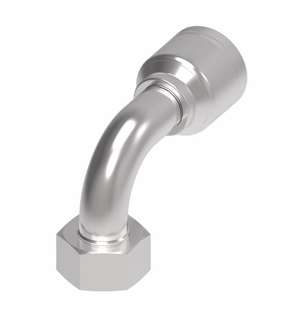 6S32DSB20 Aeroquip by Danfoss | 6 Wire 6S Female DIN 24° Seat Swivel DKO (Heavy) 90° Elbow (DSB) Crimp Fitting | S38 Female DKO/DIN 24° Seat x -20 Hose Barb | Steel