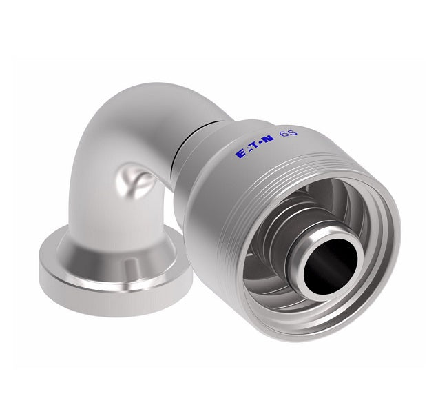 6S16FHB16 Aeroquip by Danfoss | 6 Wire 6S SAE Code 62 Flange 90° Elbow (FHB) Crimp Fitting | -16 Code 62 Flange x -16 Hose Barb | Steel