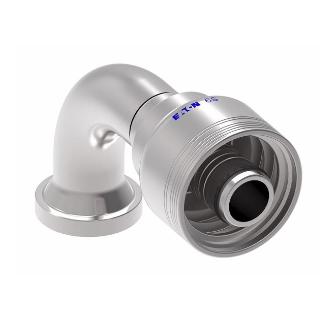 6S16FLB16 Aeroquip by Danfoss | 6 Wire 6S SAE Code 61 Flange 90° Elbow (FLB) Crimp Fitting | -16 Code 61 Flange x -16 Hose Barb | Steel
