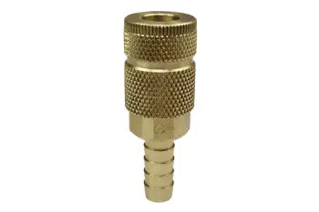 166 by Coilhose | Coilflow™ Automotive Tru-Flate Interchange Coupler | Manual | 1/4" Body Size | 3/8" Hose Barb | Straight | Brass (Type 16)
