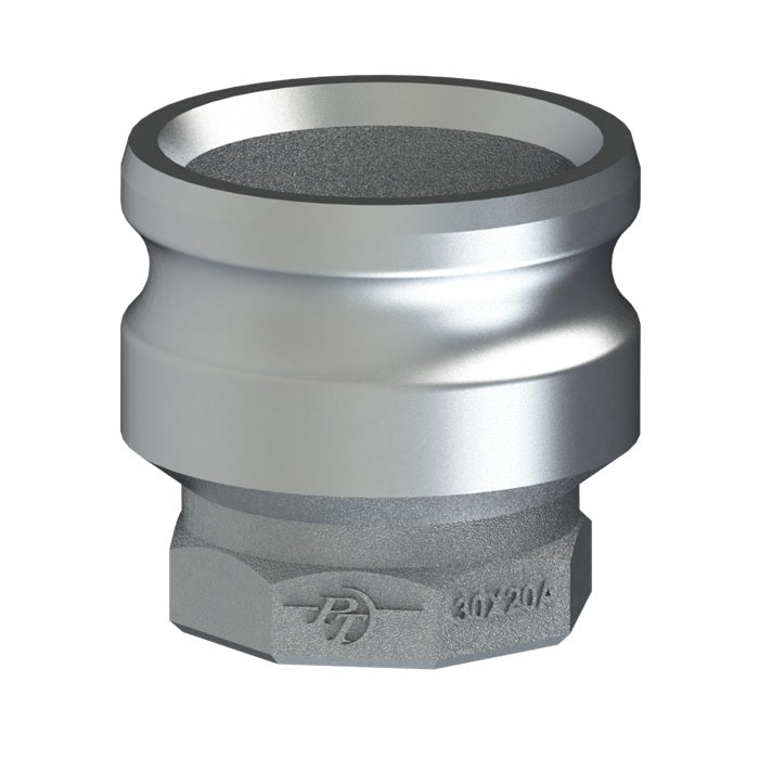 70142030 (20X30A) by PT-Coupling | Reducing Cam & Groove Adapter | Type A | 2" Adapter x 3" Female NPT | Hard Coat Aluminum