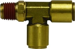 710806S by Midland | DOT Push-In Fitting | Swivel Run | 1/2" Tube OD x 3/8" Male NPTF | Tee | Brass