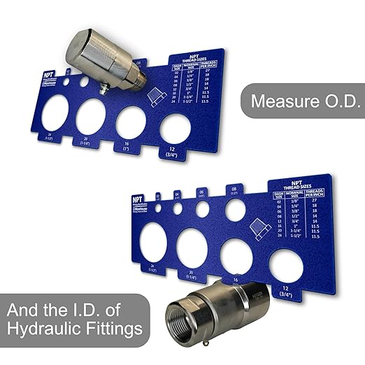 American Thread Identification Kit | Includes: Thread Pitch Gauge, Fitting Identification Cards, Vinyl Bag for identifying NPT, JIC, ORFS, O-Ring Boss, NPSM, and SAE 45