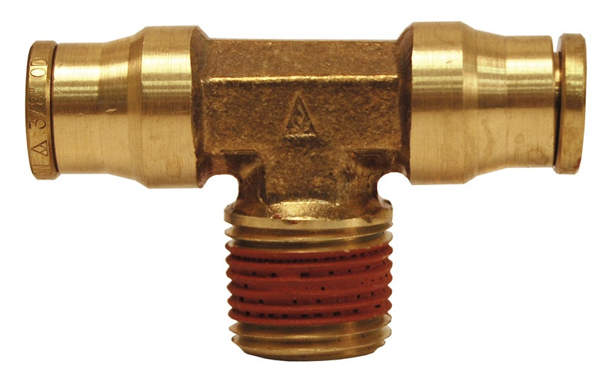 7212X12 by Dixon Valve | Push-In Fitting | Male Branch Tee | 3/8" Tube OD x 3/8" Male NPTF x 3/8" Tube OD | Forged Brass