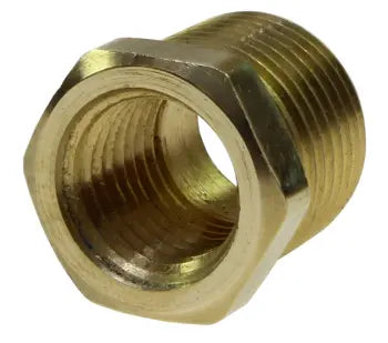 B20604 by Coilhose | Pipe Fitting | Hex Reducer Bushing | 3/8" Male NPT Thread x 1/4" Female NPT Thread | Brass
