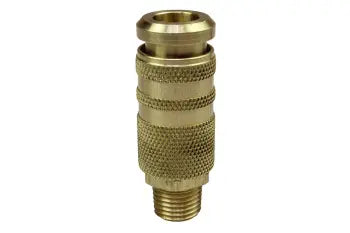 15C90B4M by Coilhose | CoilFlow™ Automatic Industrial & Acme Interchange | Six Ball Combo Coupler | 1/4" Body Size | 1/4" Male NPT Thread | Straight | Brass (Type 15)