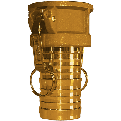 1.25-C-BRASS by Texcel | CAM & GROOVE COUPLING LINE | Type C | 1-1/4" Female Coupler x 1-1/4" Hose Shank | Straight | Brass