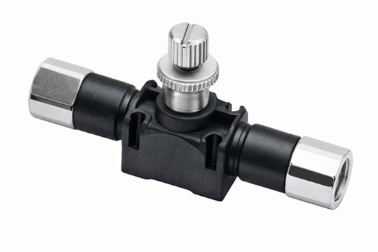 7775 22 22 by Parker | Legris Threaded In-Line Flow Control | 1/2" Female NPT Thread x 1/2" Female NPT Thread | 24 mm Hex | 4.76" Length | Straight | Nylon | Pack of 2