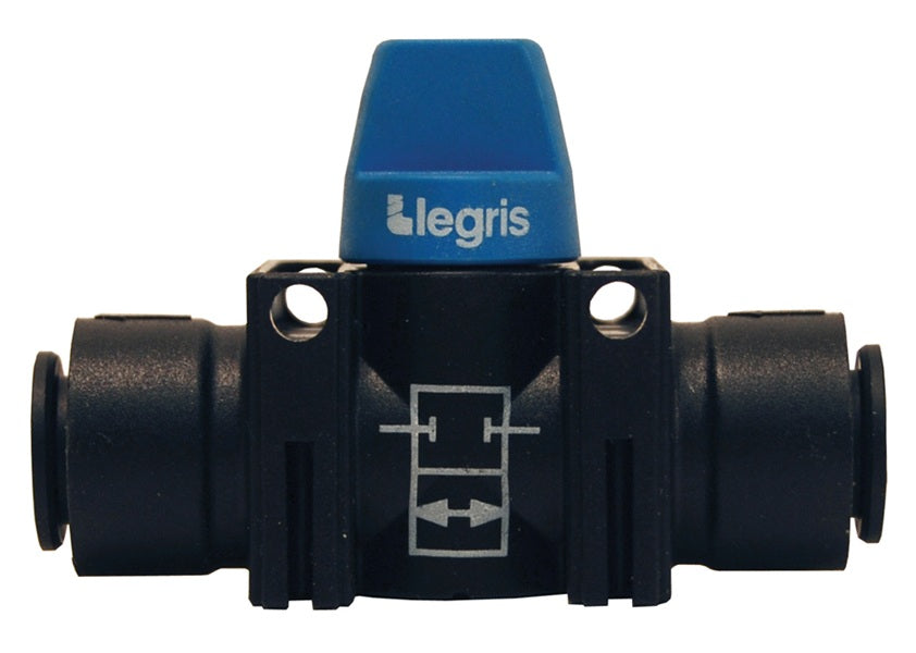 79105600 by Dixon Valve | Legris Push-In Fitting | Composite Mini Ball Valve | 1/4" Size | Nylon/Nickel-Plated Brass
