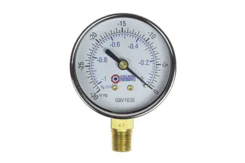 GBV1630 by Coilhose | Vacuum Gauge | 2-1/2" Dial Size | 1/4" Bottom Mount | 0-30 PSI
