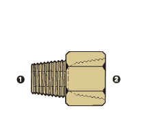 8036-02-02 by AdaptAll | -02 Male BSPT x -02 Female NPT | Solid Adapter | Brass