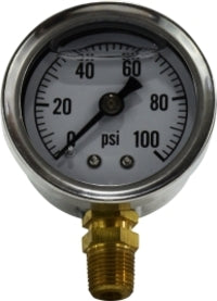 80602 by Midland | Liquid Filled Gauge | 1/8" Male NPT Lower Mount | 1-1/2" Face | 0-30 PSI | Stainless Steel