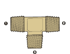 8080-02-02-02 by AdaptAll | -02 Male BSPT x -02 Male BSPT x -02 Male BSPT | Tee | Brass