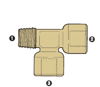 8095-04-04-04 by AdaptAll | -04 Male BSPT Solid x -04 Female BSP x -04 Female BSP | Run Tee | Brass