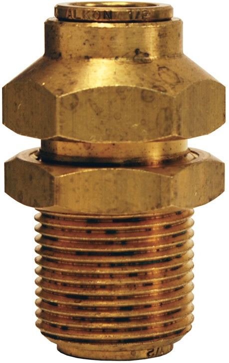 825 by Dixon Valve | Push-In Fitting | Bulkhead Union | 5/32" Tube OD x 7/16"-20 Male NPT | Forged Brass