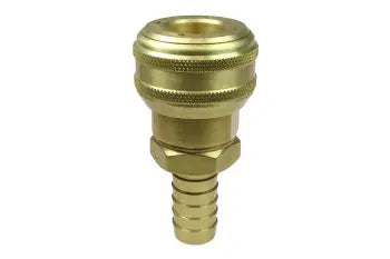343A by Coilhose | Coilflow™ Automatic Industrial Interchange Coupler | 3/4" Body Size | 3/4" Hose Barb | Straight | Brass (Type 34)