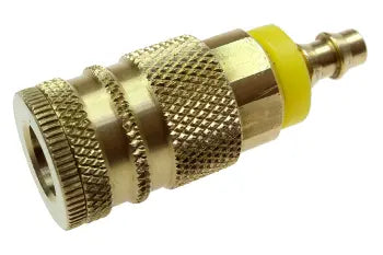 156L by Coilhose | Coilflow™ Industrial Interchange Coupler | Manual | 1/4" Body Size | 3/8" Lock-on Hose Barb | Straight | Brass (Type 15)