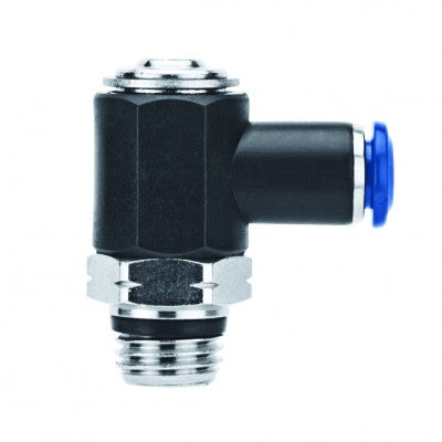 85953-02-32 by AIGNEP | Functional (Flow Controls) Series | Flow Control | 1/8" Tube x 10-32 Swift-Fit Male | Flow Out Screw Adjustment