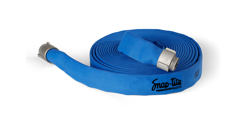 8D15x25B15NBR by Snap-Tite | 8D Series | Double Jacket Polyester Fire Hose Assembly with EPDM Liner | 1-1/2" Hose I.D. | 1-1/2" Male NH x 1-1/2" Female NH Rocker Lug Couplings | 400 PSI | Blue Dura-Cote | 25ft Length