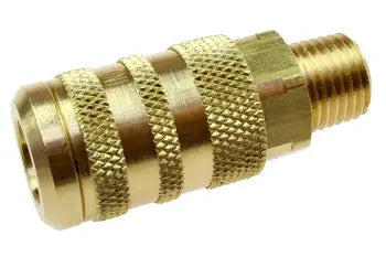 15X6M by Coilhose | CoilFlow™ Six Ball Industrial Interchange Coupler | Manual | 1/4" Body Size | 3/8" Male NPT Thread | Straight | Brass (Type 15)
