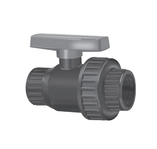 90000252 (100BV) by PT-Coupling | Single Union Ball Valve | 1" Female NPT x 1" Female NPT | Polypropylene