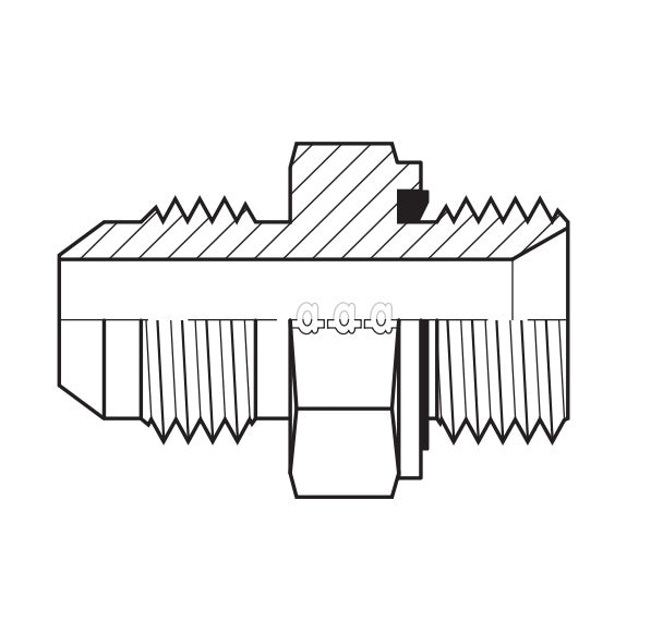 SS9005ES-04-02 by AdaptAll | Hydraulic Adapter | -04 Male JIC x -02 Male BSPP | with Elastomeric Seal | Stainless Steel