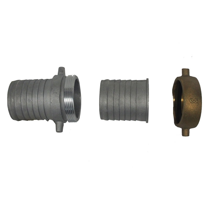 90110030 (PL30-AB) by PT-Coupling | 3" Discharge & Suction Hose Coupling | Complete Set | Aluminum with Brass Swivel Nut & Gasket
