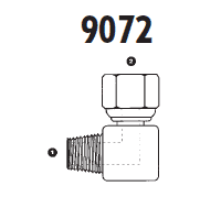 9072-08-08 by AdaptAll | -08 Male NPT x -08 Female BSPP Swivel | 90° Elbow | Carbon Steel