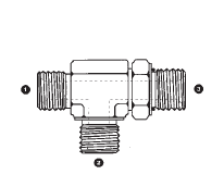 9078-02-02-04 by AdaptAll | -02 Male BSPP x -02 Male BSPP x -04 Male SAE O-Ring Boss | Run Tee | Carbon Steel