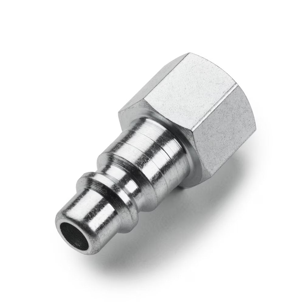 9083 23 18 by Parker | Acting Safety Couplers | 3/8" Female NPT Plug x 1/4" Body ID | 1.60" Length | Straight | Nickel-Plated Brass | Pack of 10