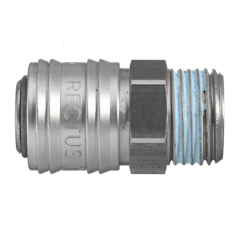 9101 26 10 by Parker | Legris Coupler Quick Disconnect | 1/2" Male BSPP Thread | 22 mm Hex | 44 mm Length | Straight | Nickel-Plated Brass | Pack of 5