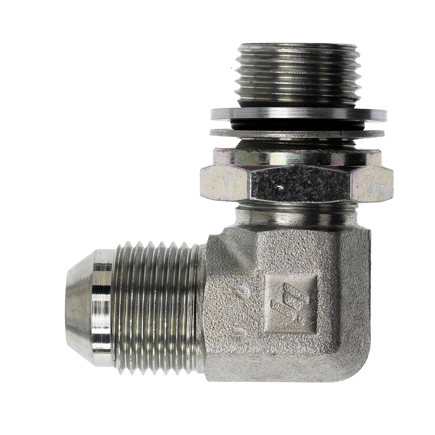 7205-16-33-NWO-FG by Brennan Inc. | -16 Male JIC x 33mm Male Metric Adjustable O-Ring Boss | 90° Elbow | Forged Steel