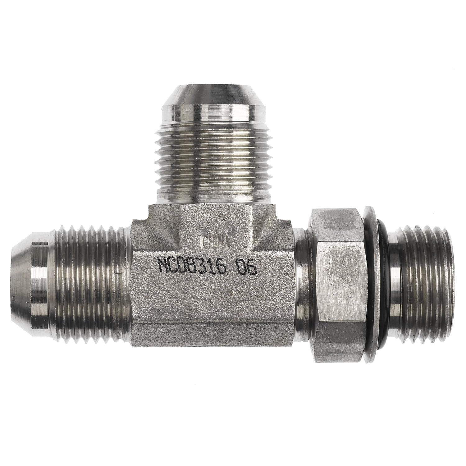 6804-10-10-10-NWO-FG by Brennan Inc. | -10 Male JIC x -10 Male Adjustable O-Ring Boss x -10 Male JIC Run | Tee | Forged Steel