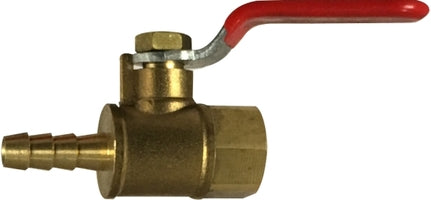 944136 by Midland | Forged Mini Ball Valve | 1/4" Hose Barb x 1/4" Female Pipe | Brass