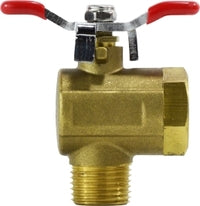 947113 by Midland | Ball Valve | 1/2" Female NPT x 1/2" Male NPT | Handle | 90° Elbow | Tee | Brass