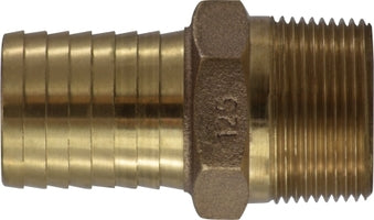 973930 by Midland | Hex Insert Fitting | 1" Hose Barb x 1-1/4" Male Pipe | Adapter | Bronze