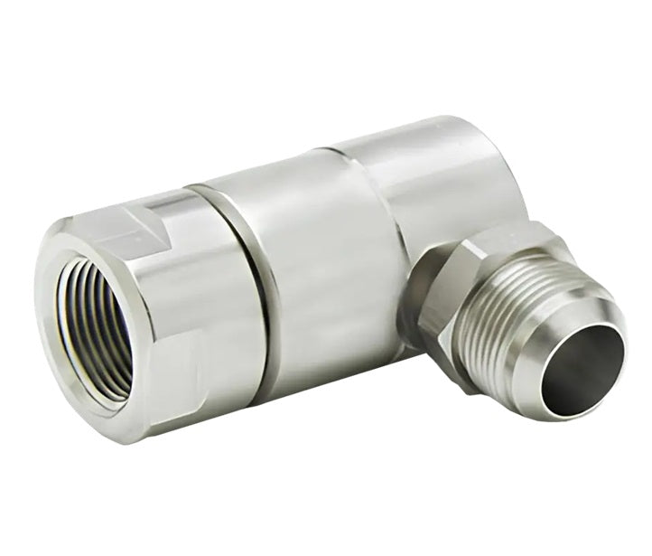 9SS8FP50XMJ8-Z-AL by Super Swivel | 6721-Z-AL | 1/2-14 Female Pipe NPTF x 3/4-16 Male 37° JIC | 0.297" Through Hole | 90° Elbow | Zinc | AFLAS Seal