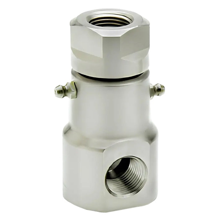 9SS8HPFP50XFP50-Ni-AL-POLY by Super Swivel | 5924-Ni-AL-POLY | High Pressure 1/2-14 Female Pipe NPTF x 1/2-14 Female NPTF | 0.437" Through Hole | 90° Elbow | Electroless Nickel | AFLAS Seal