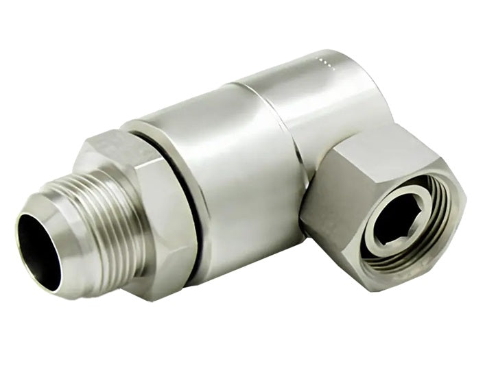 9SS4MJ6XPS25-Ni-V by Super Swivel | 6503-Ni-V | 9/16-18 Male 37° JIC x 1/4-18 Female Pipe Swivel NPSM | 0.218" Through Hole | 90° Elbow | Electroless Nickel | Viton Seal