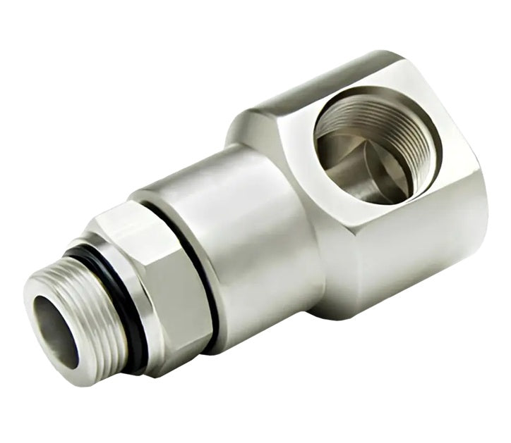 9SS20MO20XFO20-Z-AL by Super Swivel | 5751-Z-AL | 1-5/8-12 Male O-Ring ORB x 1-5/8-12 Female O-Ring ORB | 1.078" Through Hole | 90° Elbow | Zinc | AFLAS Seal