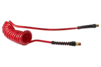 PU316-15B-R by Coilhose | Flexcoil Air Hose | 3/16" Hose ID x 5/16" Hose OD | 1/4" Male NPT Swivel Strain Relief Fittings | Red | Polyurethane | 15ft