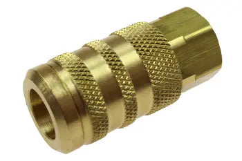 15X6F by Coilhose | Coilflow™ Six Ball Industrial Interchange Coupler | Manual | 1/4" Body Size | 3/8" Female NPT Thread | Straight | Brass (Type 15)