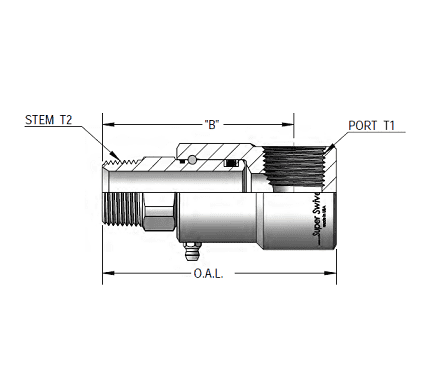 9SS4MP38XFP25-Ni-V by Super Swivel | 5183-Ni-V | 3/8-18 Male Pipe NPTF x 1/4-18 Female Pipe NPTF | 0.250" Through Hole | 90° Elbow | Electroless Nickel | Viton Seal