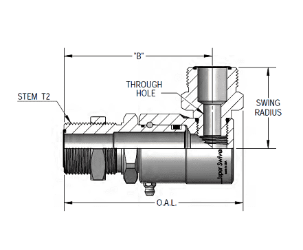 9SS16MFSB16XMFS16-NI-AL by Super Swivel | 7844-NI-AL | 1-7/16-12 Male Face Seal Bulkhead MFSB x 1-7/16-12 Male Face Seal MFS | 0.484" Through Hole | 90° Elbow | Electroless Nickel | AFLAS Seal