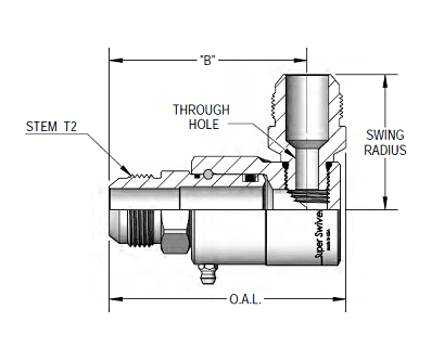 9SS20MJ20XMJ20-Ni-ETP by Super Swivel | 7055-Ni-ETP | 1-5/8-12 Male 37° JIC x 1-5/8-12 Male 37° JIC | 0.827" Through Hole | 90° Elbow | Electroless Nickel | Extreme Viton® Seal