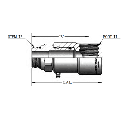 9SS24MO24XFP150-Ni-AL by Super Swivel | 5684-Ni-AL | 1-7/8-12 Male O-Ring ORB x 1-1/2 -11-1/2 Female Pipe NPTF | 1.312" Through Hole | 90° Elbow | Electroless Nickel | AFLAS Seal