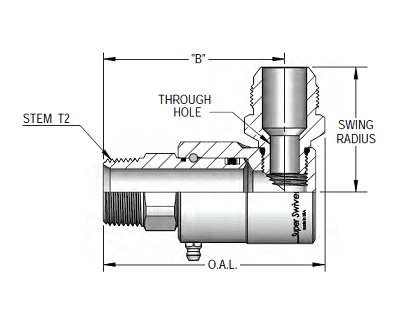 9SS4MP38XMJ6-Z-AL by Super Swivel | 6871-Z-AL | 3/8-18 Male Pipe NPTF x 9/16-18 Male 37° JIC | 0.250" Through Hole | 90° Elbow | Zinc | AFLAS Seal