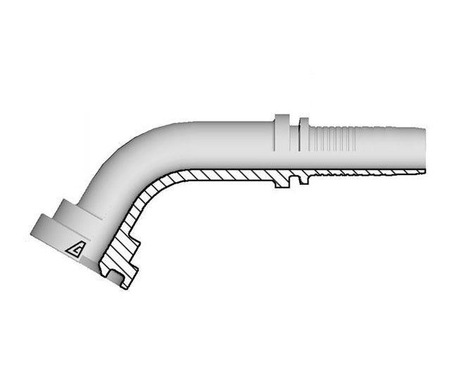 A-2424-C616 Alfagomma by Kuriyama | A Series | Two-Piece Hydraulic Hose Fitting | SAE J518 | 60° Elbow | -24 Hose ID x -24 Code 61 Flange | Steel